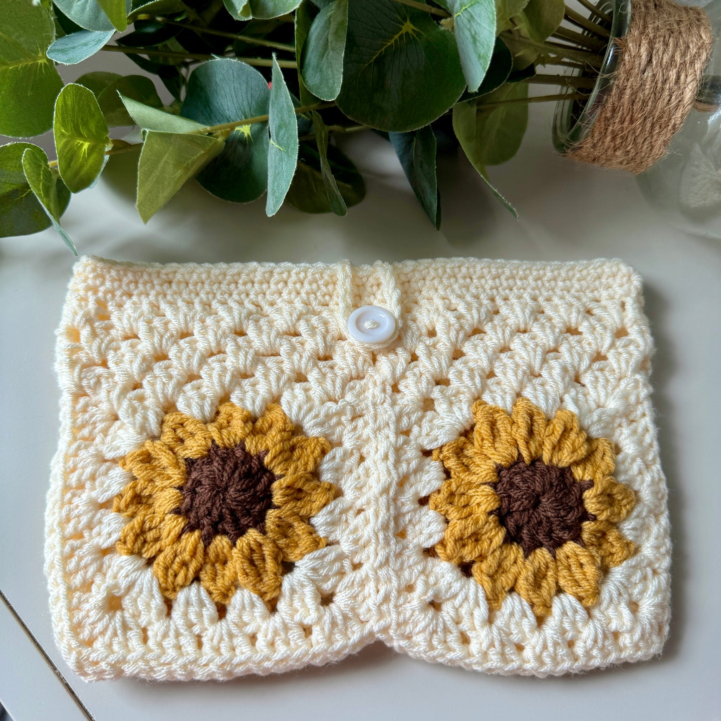 Ivory Sunflower Book Sleeve.