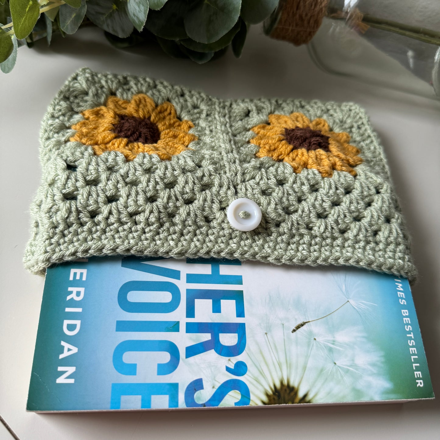 Sage Sunflower Book Sleeve.