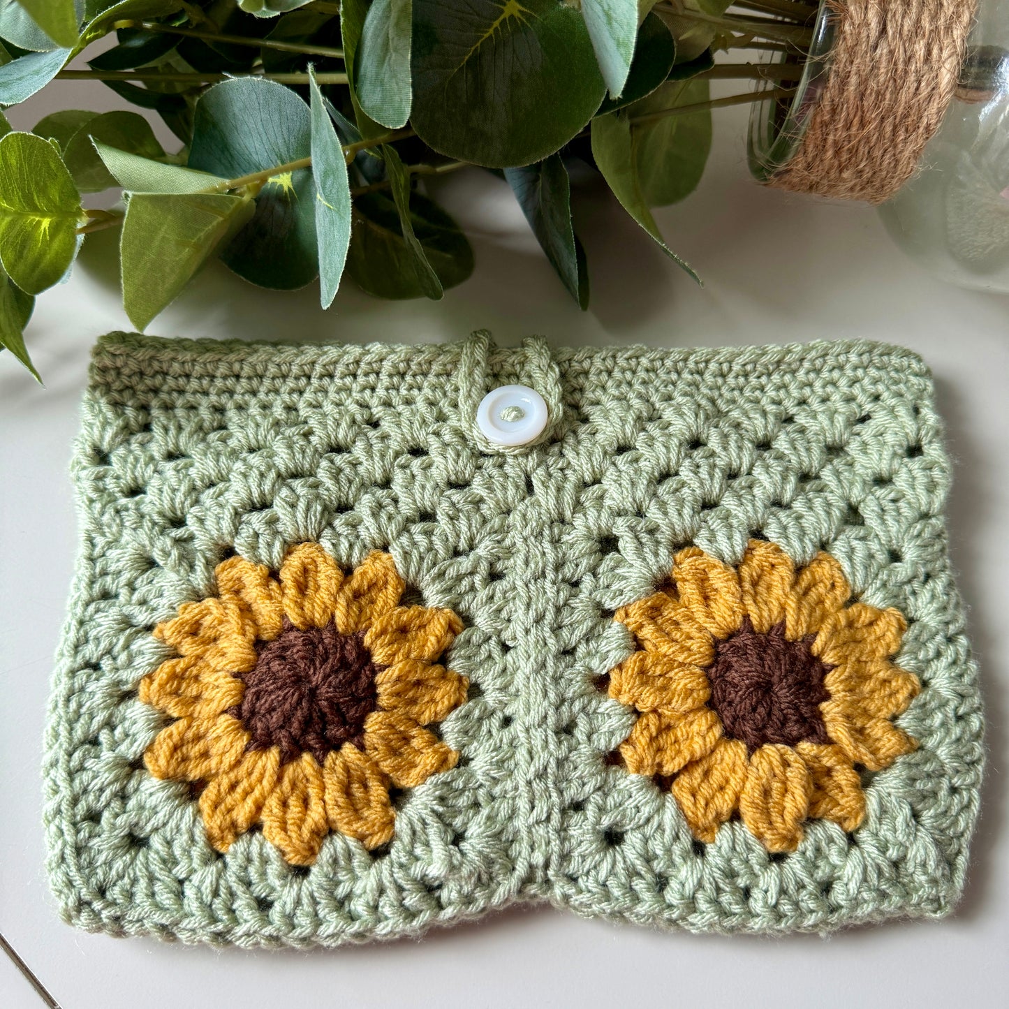 Sage Sunflower Book Sleeve.